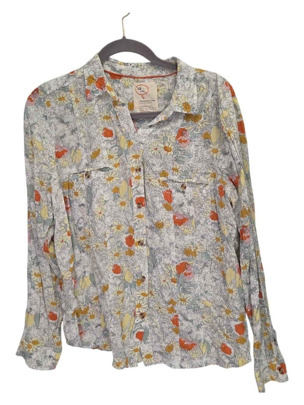 Anthropologie 12 of 52 Conversations Limited Edition Floral Button Shirt Size 12 - Picture 2 of 8